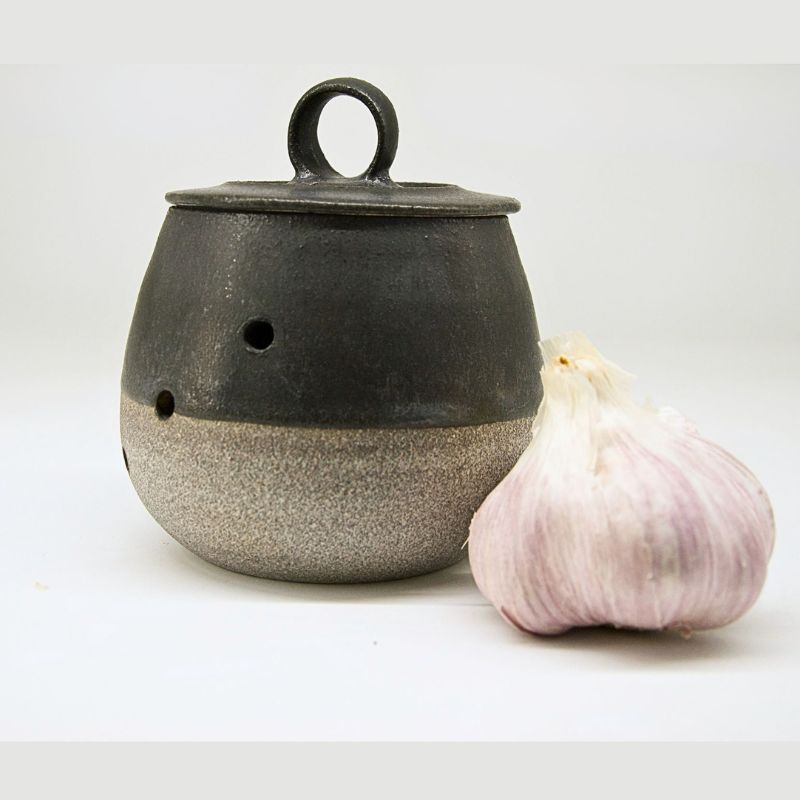 Pot à Ail petit format, gris et noir