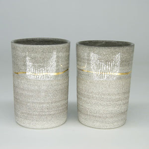 Pearly white granite glasses - duo