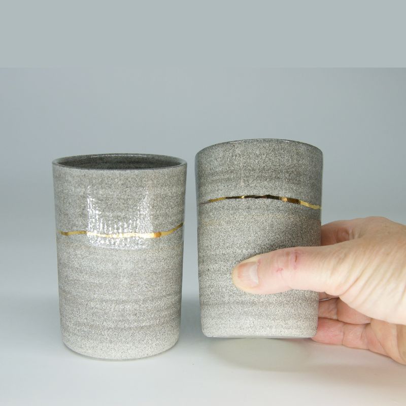 Pearly white granite glasses - duo