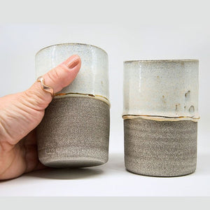 Verres granit blanc et or- duo